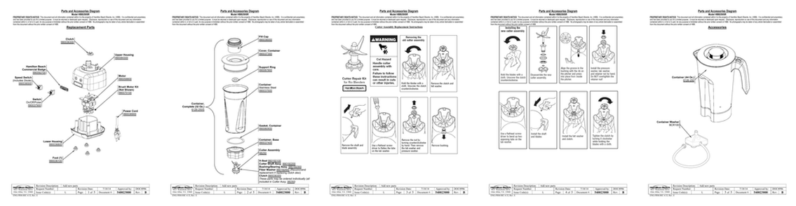 Diagram Diagram and Parts List for HBB250SR  Hamilton Beach Blender